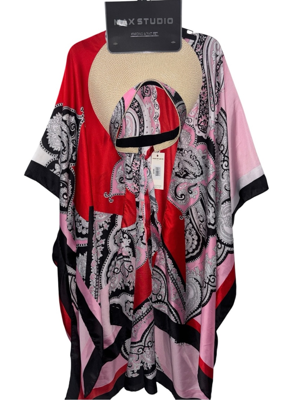 Max Studio Red & Pink Paisley Kimono Cover-up